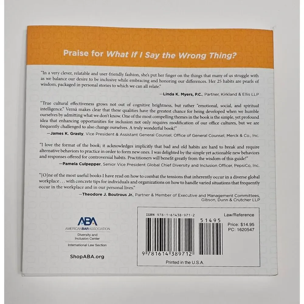 What If I Say the Wrong Thing 25 Habits Verna Myers Diversity Inclusion ABA Book